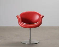 Artifort Pierre Paulin Little Tulip fåtölj i skinn röd