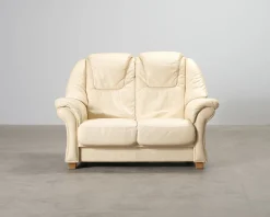BD Möbel 2-sits lädersoffa krämfärgad
