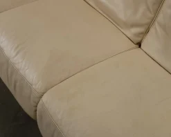 BD Möbel 3-sits lädersoffa krämfärgad