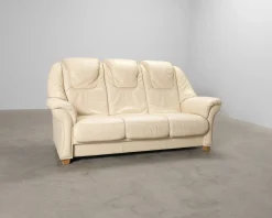 BD Möbel 3-sits lädersoffa krämfärgad