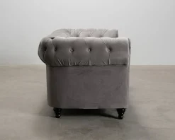 Chesterfield Lyx 2-sits soffa i sammet grå