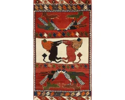 Old Figural Kashghai orientalisk matta 106 x 194 cm