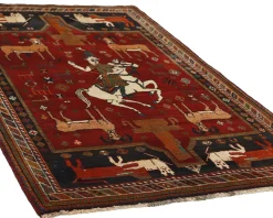 Old Figural Kashghai orientalisk matta 139 x 223 cm