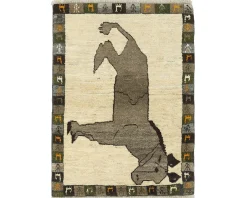 Old Figural Kashghai orientalisk matta 88 x 124 cm
