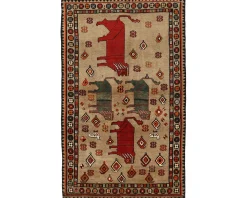 Old Figural Kashghai orientalisk matta 135 x 223 cm