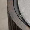 Sidobord ø 50 cm mörk ek / grå marmor.