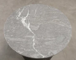 Sidobord ø 50 cm mörk ek / grå marmor.