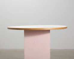 Vintage bordsskiva ø 120 cm vit laminat